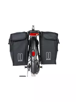 Dvojitý mestský bicykel BASIL MARA XXL 47L, zapínanie na ramienka, vodeodolný polyester, čierna BAS-17395