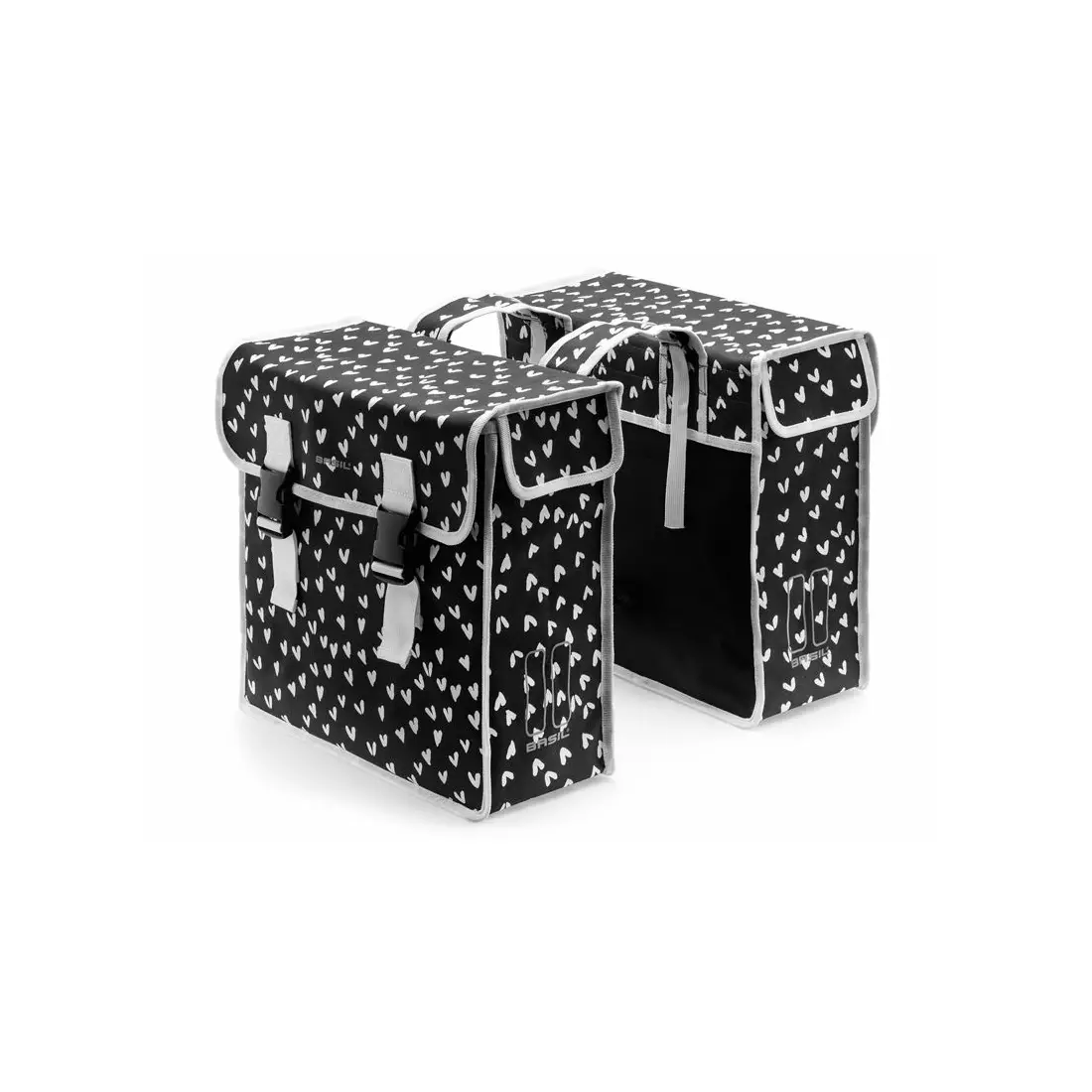 Dvojitý mestský kufrík BASIL MARA XL 35L, zapínanie na ramienka, vodeodolný polyester, čierna heart dots  BAS-17698