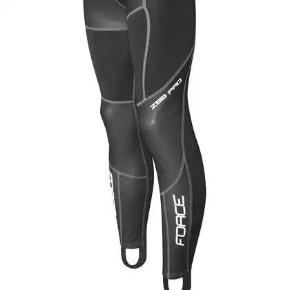 FORCE Pánske cyklistické nohavice s trakmi, zateplené WINDSTER Z68 PRO, čierna 90036
