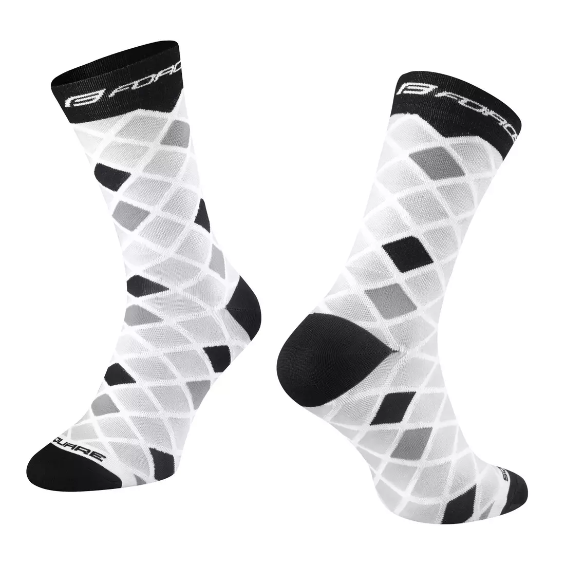 FORCE SQUARE Cyklistické ponožky čierna a biela 9009109