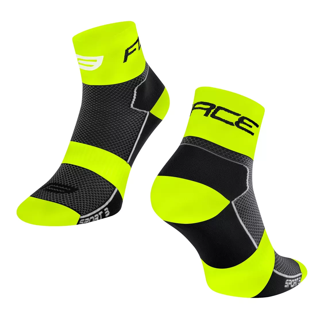 FORCE nízke cyklistické ponožky sport 3 black-fluo 9009025