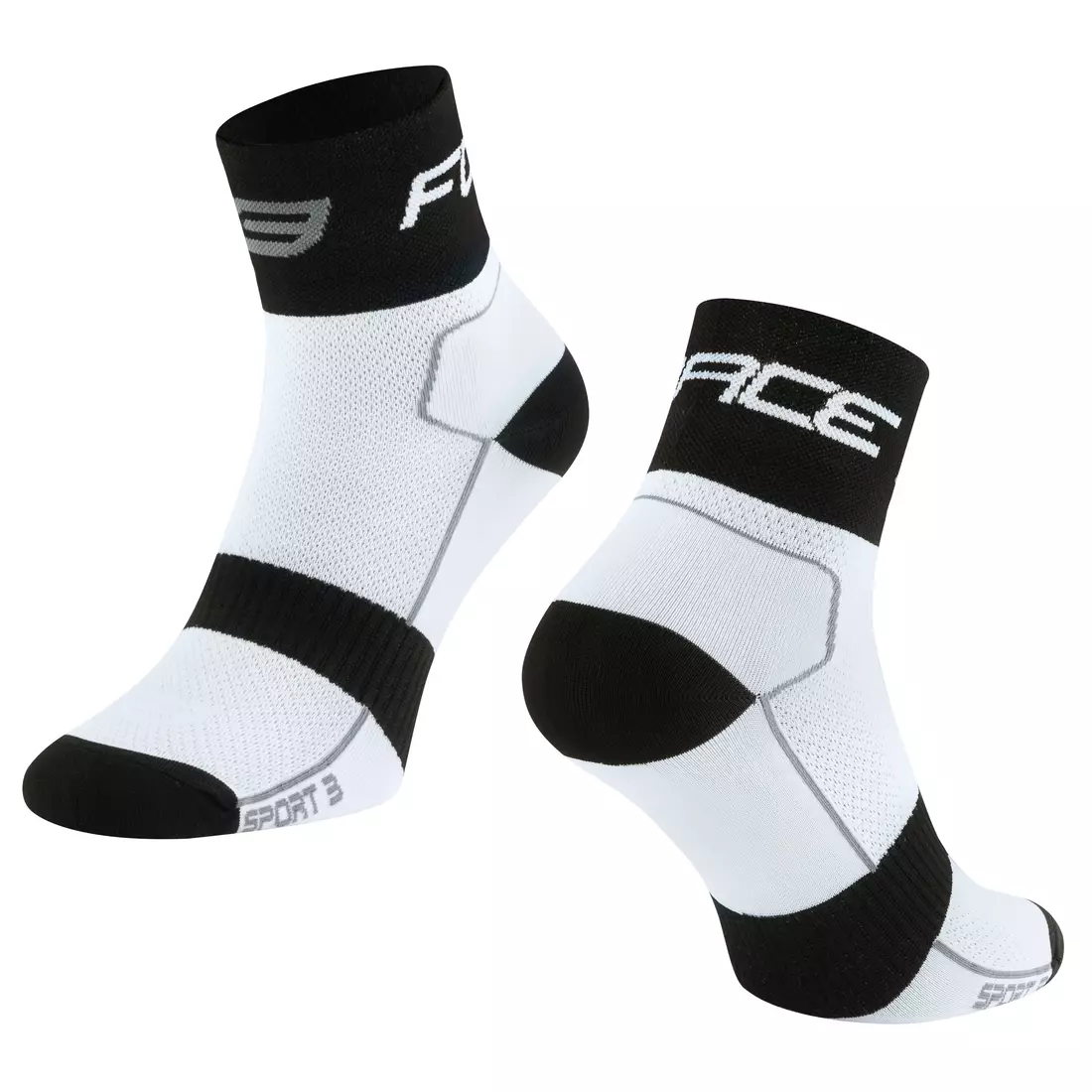 FORCE nízke cyklistické ponožky sport 3 čierna a biela 9009019