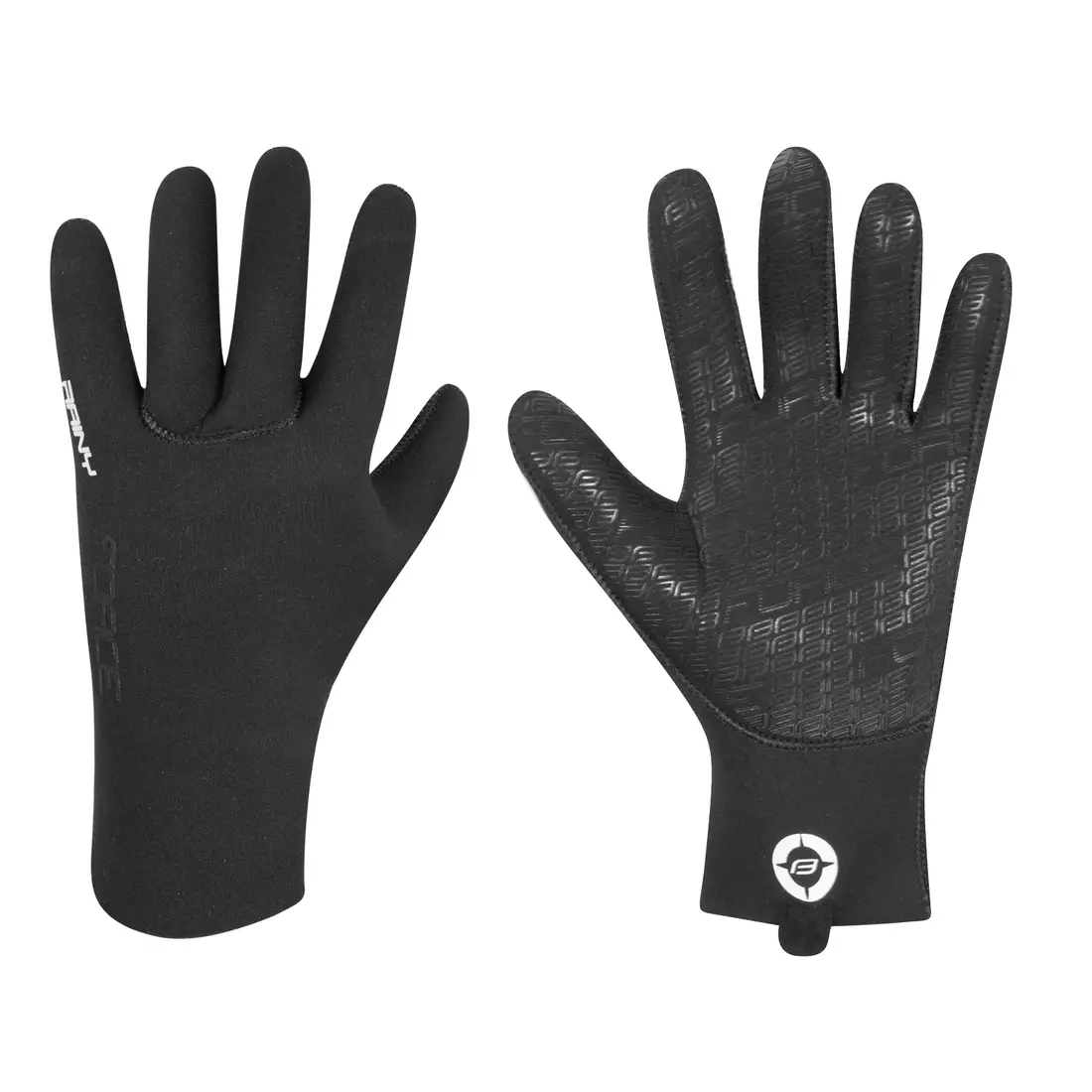 FORCE zimné cyklistické rukavice rainy neopren black 90464-L