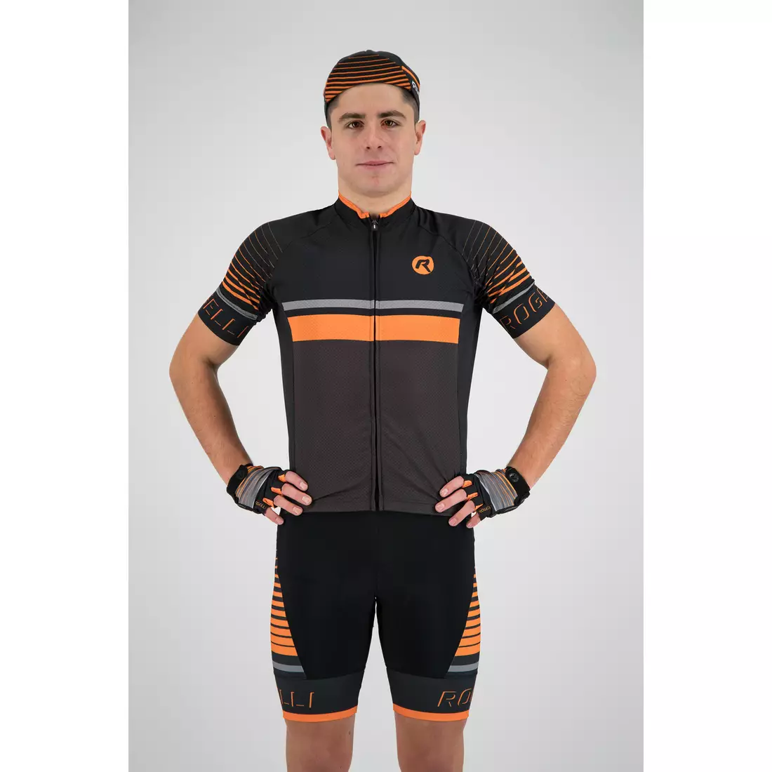 Rogelli HERO 001.264 pánsky cyklistický dres sivý / čierny / oranžový