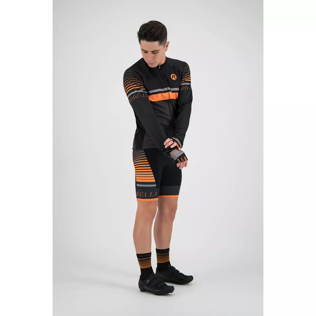 Rogelli HERO 001.268 pánsky cyklistický dres sivý / čierny / oranžový