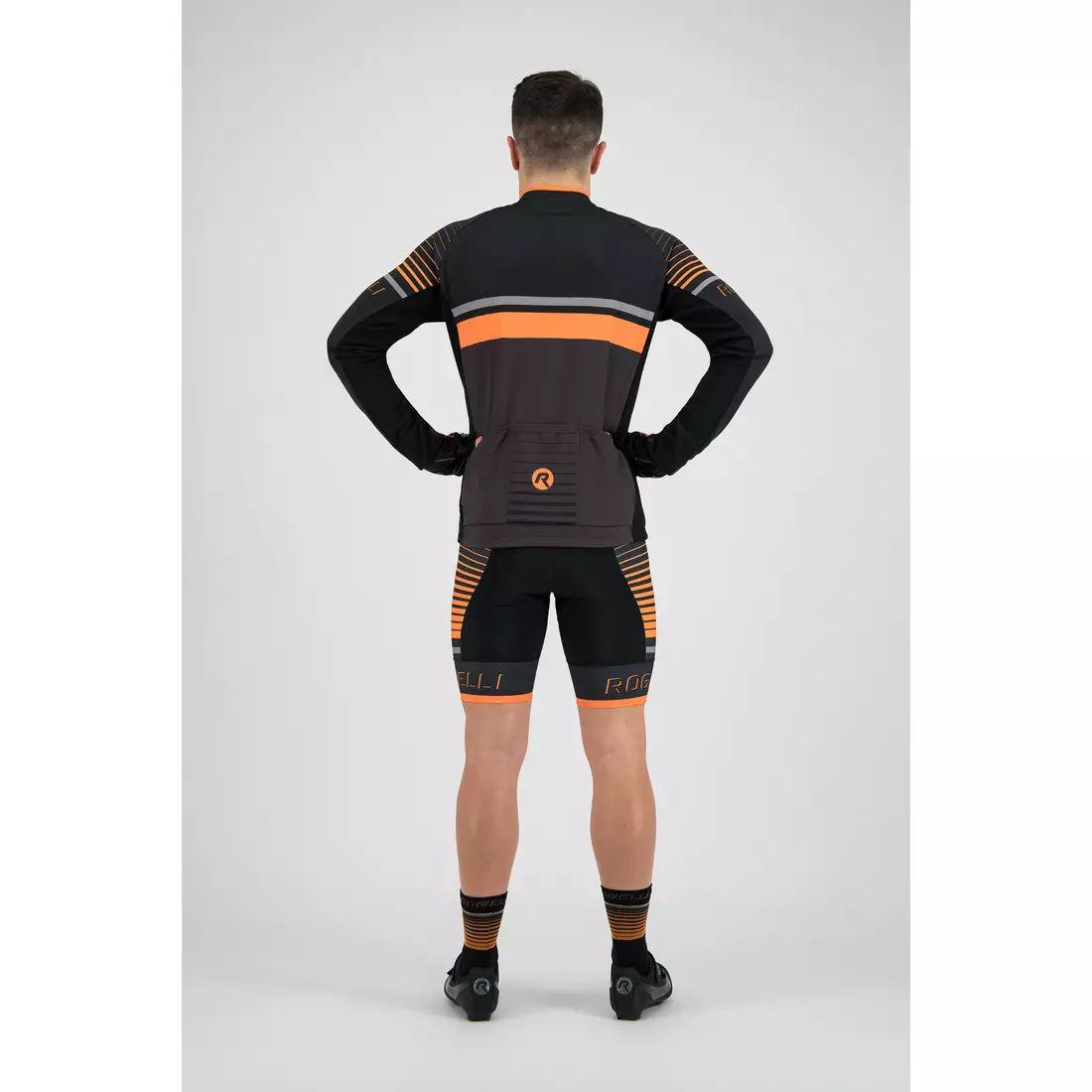 Rogelli HERO 001.268 pánsky cyklistický dres sivý / čierny / oranžový