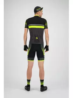 Rogelli HERO 002.236 pánske cyklistické šortky so šľapkami Hero Čierna/sivá/fluor 
