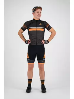Rogelli HERO 002.239 pánske cyklistické šortky so šľapkami Hero Čierna/sivá/oranžová 