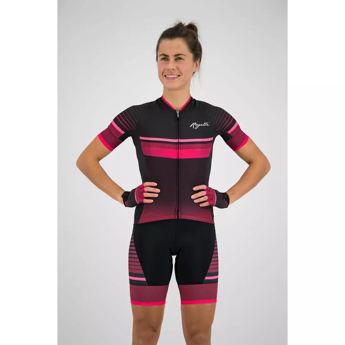 Rogelli Impress 010.161 dámsky cyklistický dres, bordový / ružový