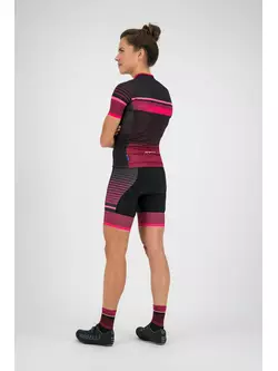 Rogelli Impress 010.288 Dámske cyklistické šortky so šľapkami Čierna/bordová/ružová