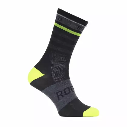 Rogelli MIDNIGHT RCS-13 Cyklistické ponožky 007.148 Čierna/Fluor Yellow