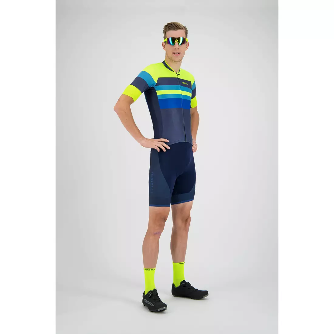 Rogelli PEAK 001.326 pánsky cyklistický dres modrý / fluór