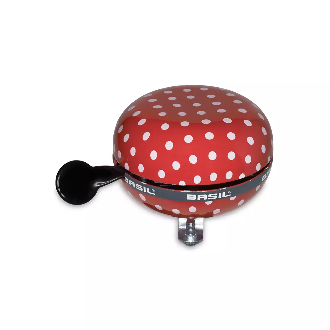 Zvonček na bicykel BASIL BIG BELL POLKADOT 80mm, red/white dots BAS-50396