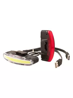 Sada svetiel SPANNINGA ARCO USB predný 80 lumenov, ARCO USB zadný 30 lumenov čierny (NOVINKA) SNG-999176