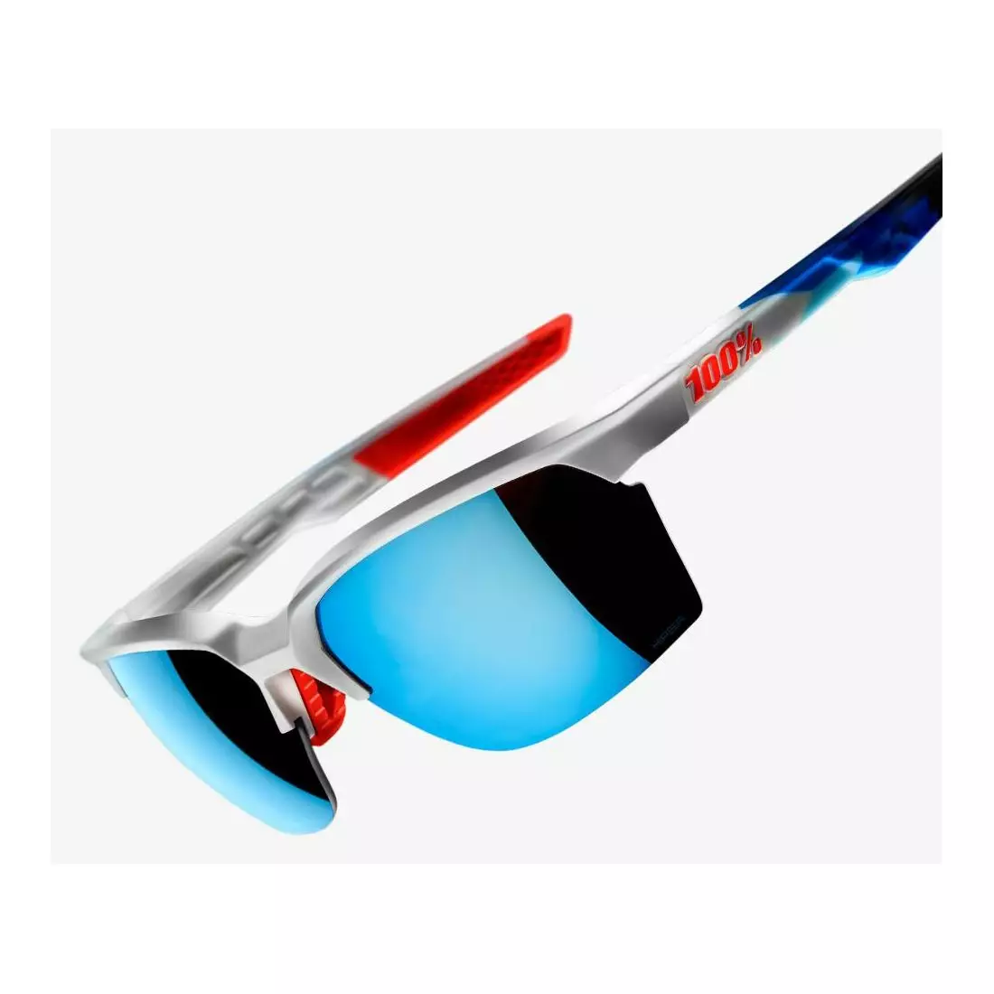 100% športové okuliare sportcoupe matte white/geo pattern HiPER blue multilayer mirror lens + clear lens STO-61020-085-75