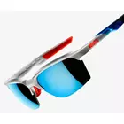 100% športové okuliare sportcoupe matte white/geo pattern HiPER blue multilayer mirror lens + clear lens STO-61020-085-75