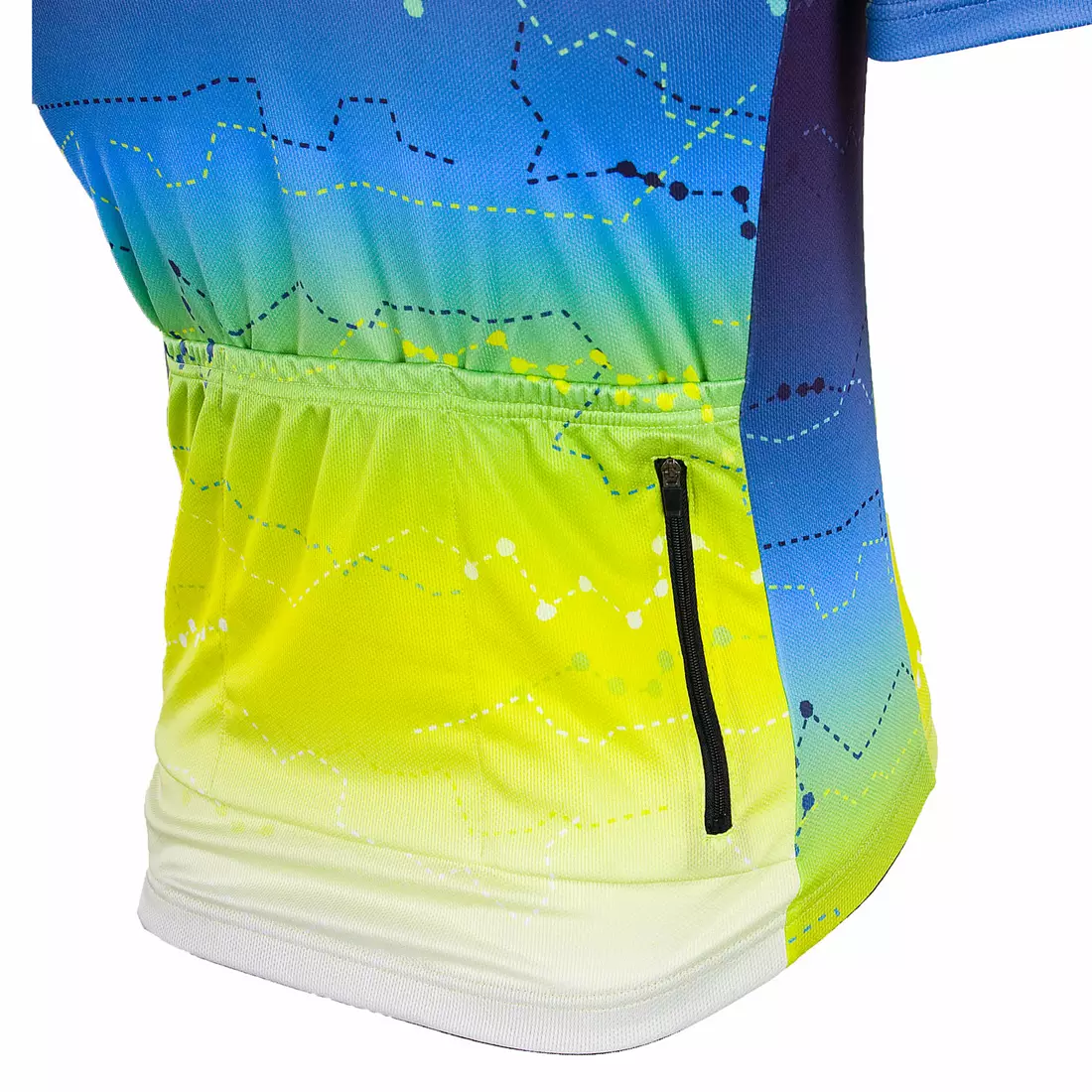 KAYMAQ M23 pánsky cyklistický dres s krátkym rukávom, modrý - fluo žltý