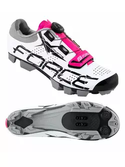 FORCE MTB CRYSTAL dámska cyklistická obuv biela a ružová 9407238