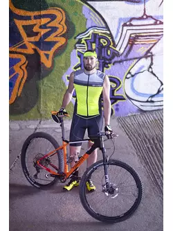 FORCE ACCELER pánske cyklistické dresové tielko, čierna-fluór žltá 900081