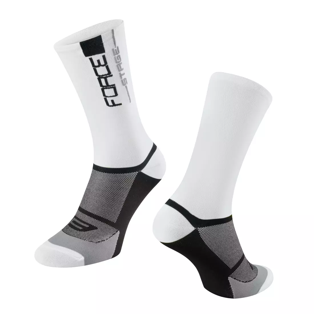 FORCE cyklistické ponožky STAGE, biele a čierne 9009092