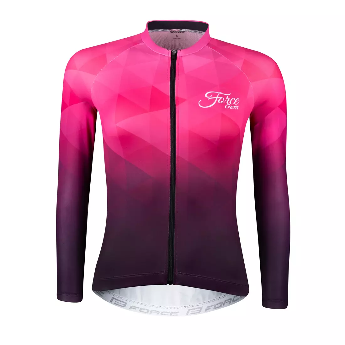 FORCE GEM Dámsky cyklistický dres s dlhým rukávom ružový 9001437