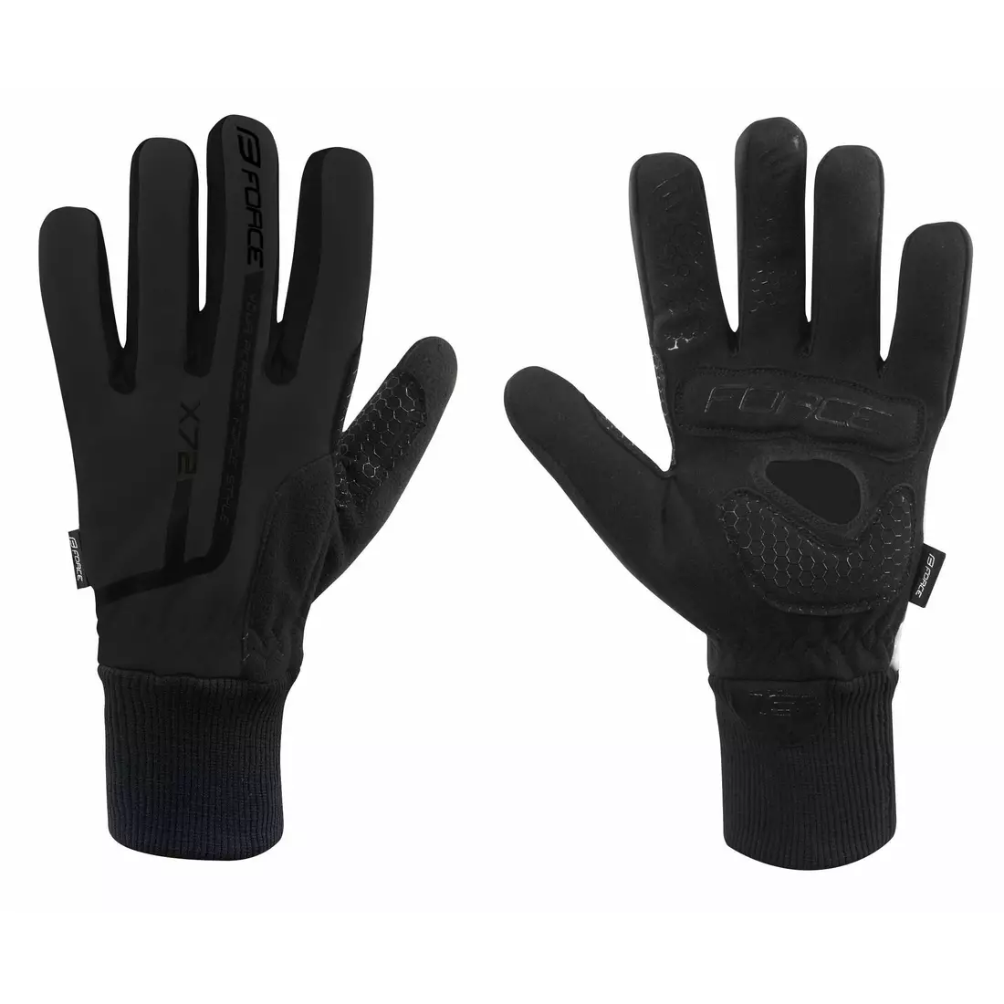 FORCE X72 zimné cyklistické rukavice, čierne 90461