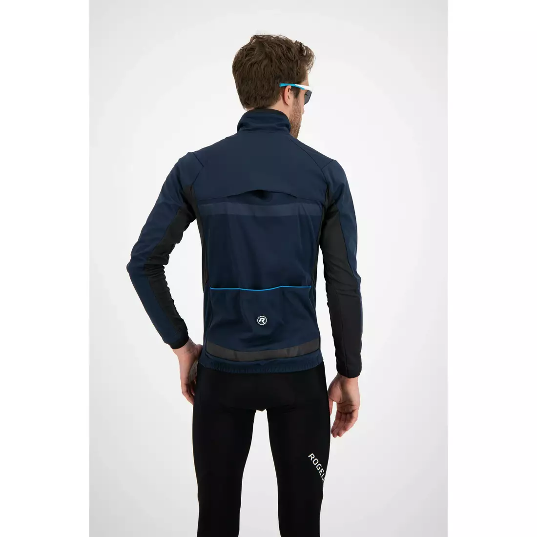 ROGELLI BARRIER Pánska ľahká zimná softshellová bunda na bicykel, modrá