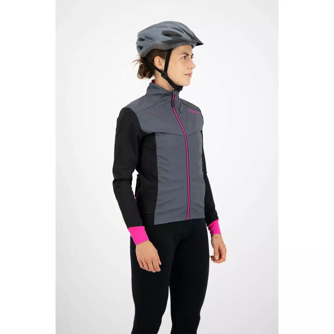 ROGELLI CONTENTA dámska ľahká zimná cyklistická bunda, sivo-ružová
