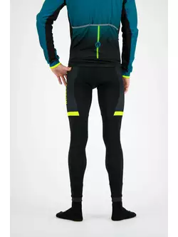 ROGELLI FUSE pánske zateplené cyklistické nohavice so šľapkami, čierne a fluórové