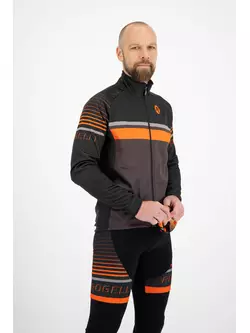 ROGELLI HERO pánska prechodná softshellová bunda na bicykel, čierna a oranžová