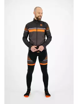 ROGELLI HERO pánske zateplené cyklistické nohavice so šľapkami, čierna/oranžová