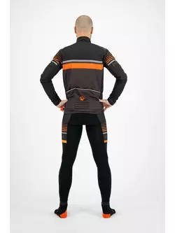 ROGELLI HERO pánske zateplené cyklistické nohavice so šľapkami, čierna/oranžová