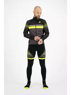 ROGELLI HERO pánske zateplené cyklistické nohavice so šľapkami, čierne a fluórové