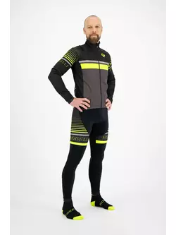 ROGELLI HERO pánske zateplené cyklistické nohavice so šľapkami, čierne a fluórové