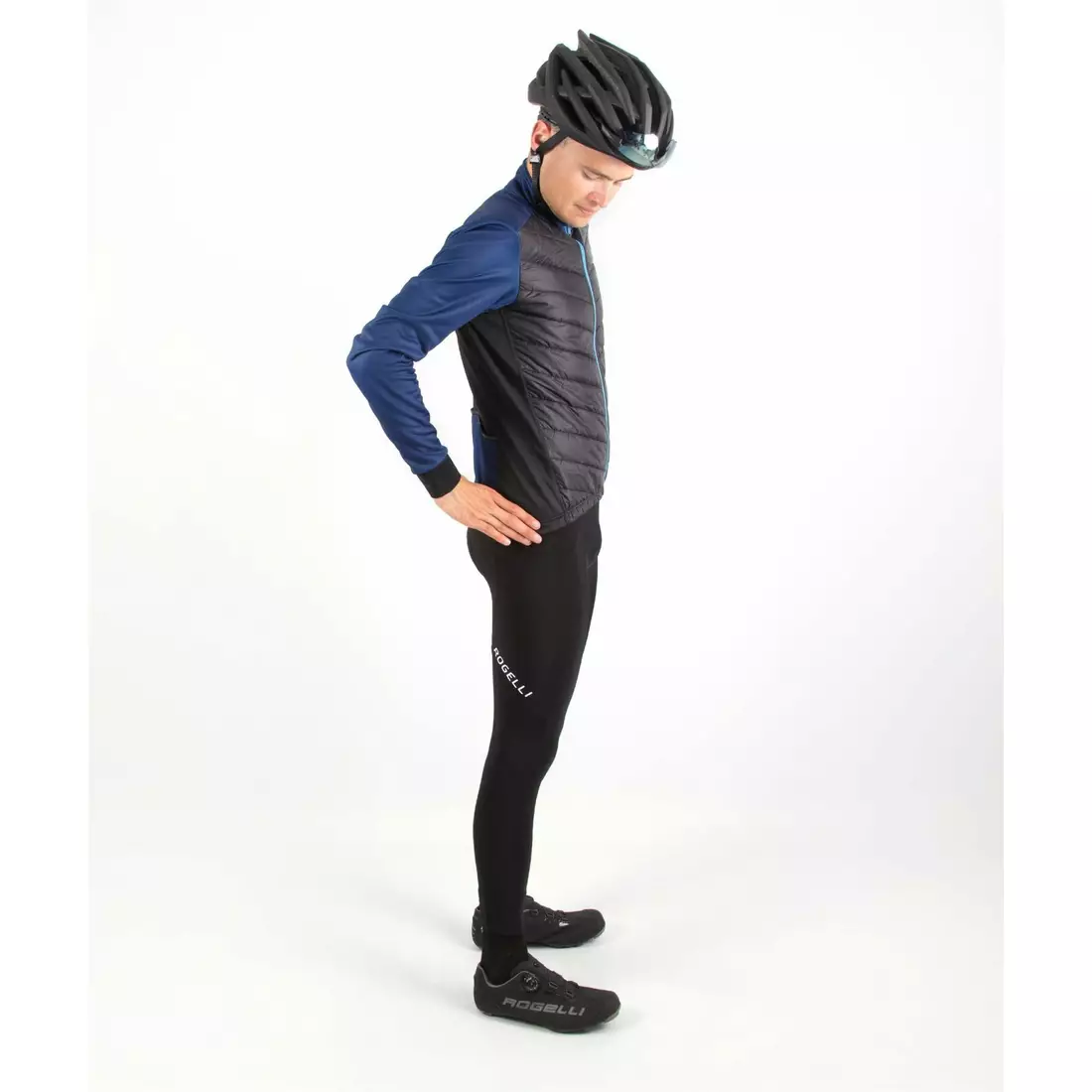 ROGELLI NERO pánske zateplené cyklistické nohavice so šľapkami, čierne