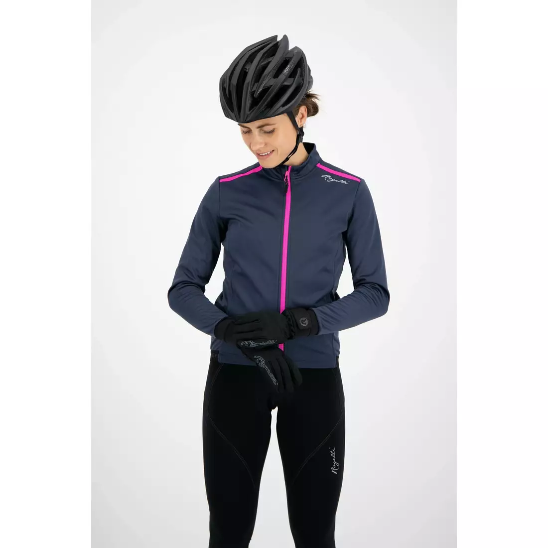 ROGELLI PESARA dámska zimná cyklistická bunda, tmavomodrá a ružová