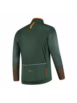 ROGELLI WIRE pánska zimná softshellová bunda na bicykel, zelená/oranžová 