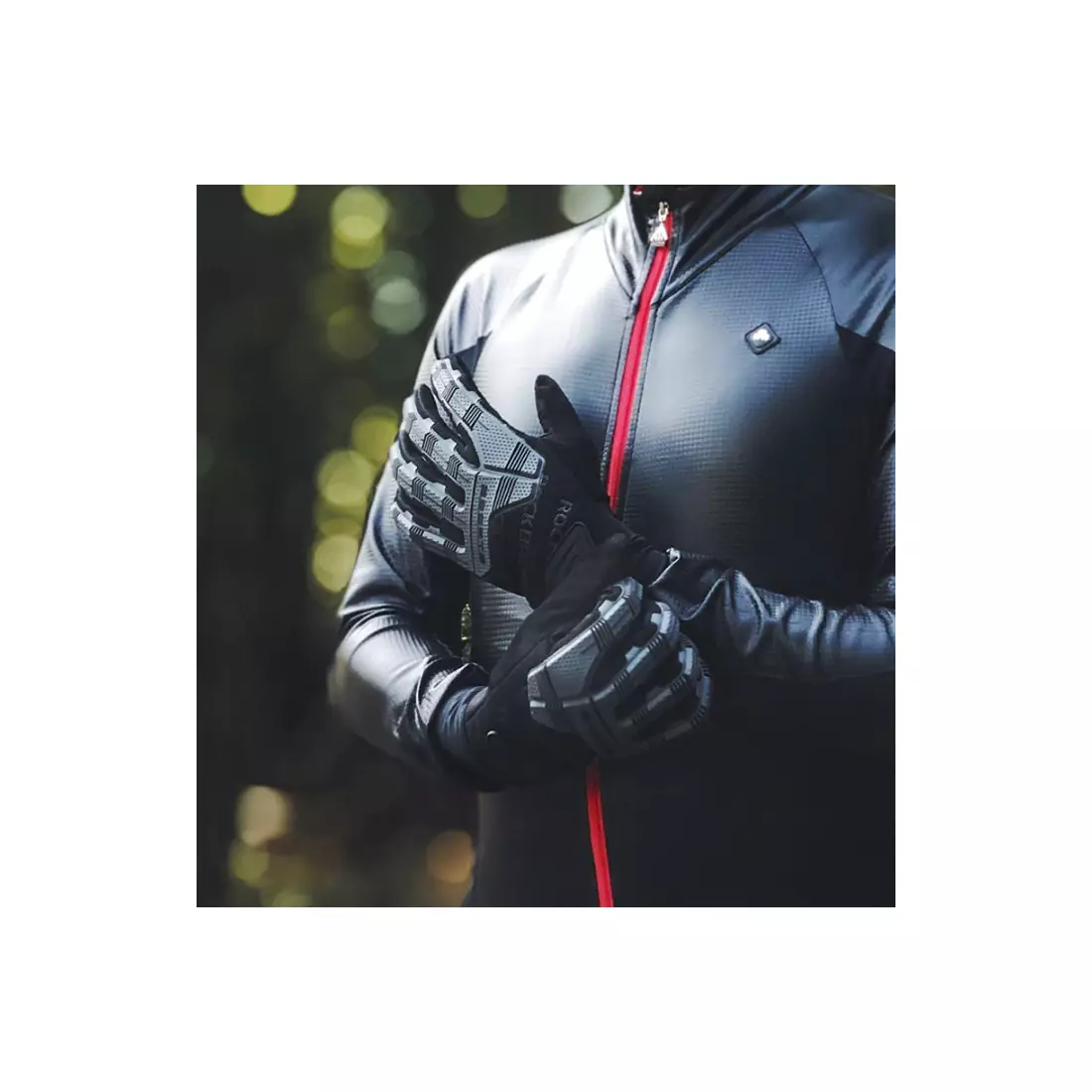 Rockbros prechodné gélové cyklistické rukavice s chráničom čiernej a šedej S210BK