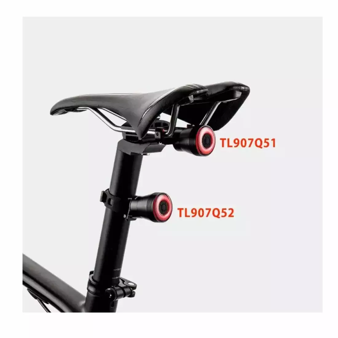 Rockbros zadné svetlo na bicykel 60 lum LED USB na sedlo / sedlovku TL907Q50