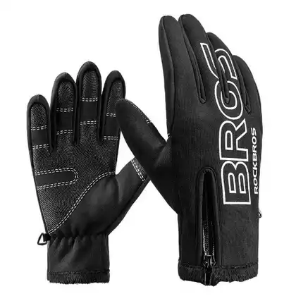 Rockbros zimné softshellové cyklistické rukavice, čierne S091-4BK