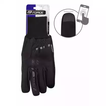 FORCE X72 zimné cyklistické rukavice, čierne 90461