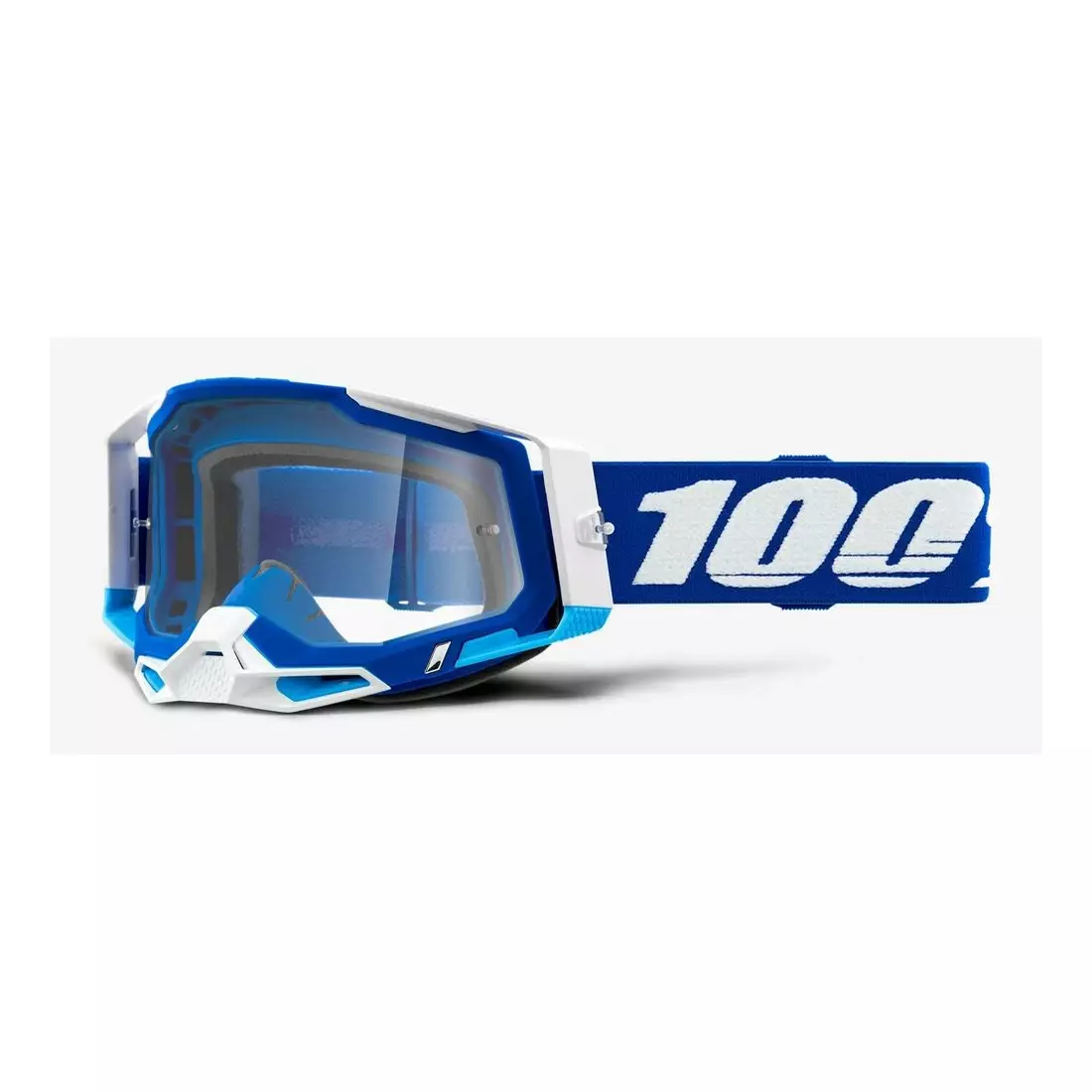 100% Cyklistické okuliare RACECRAFT 2 (číre Anti-Fog sklá, LT 88%-92% + 10 viečok) blue STO-50121-101-02