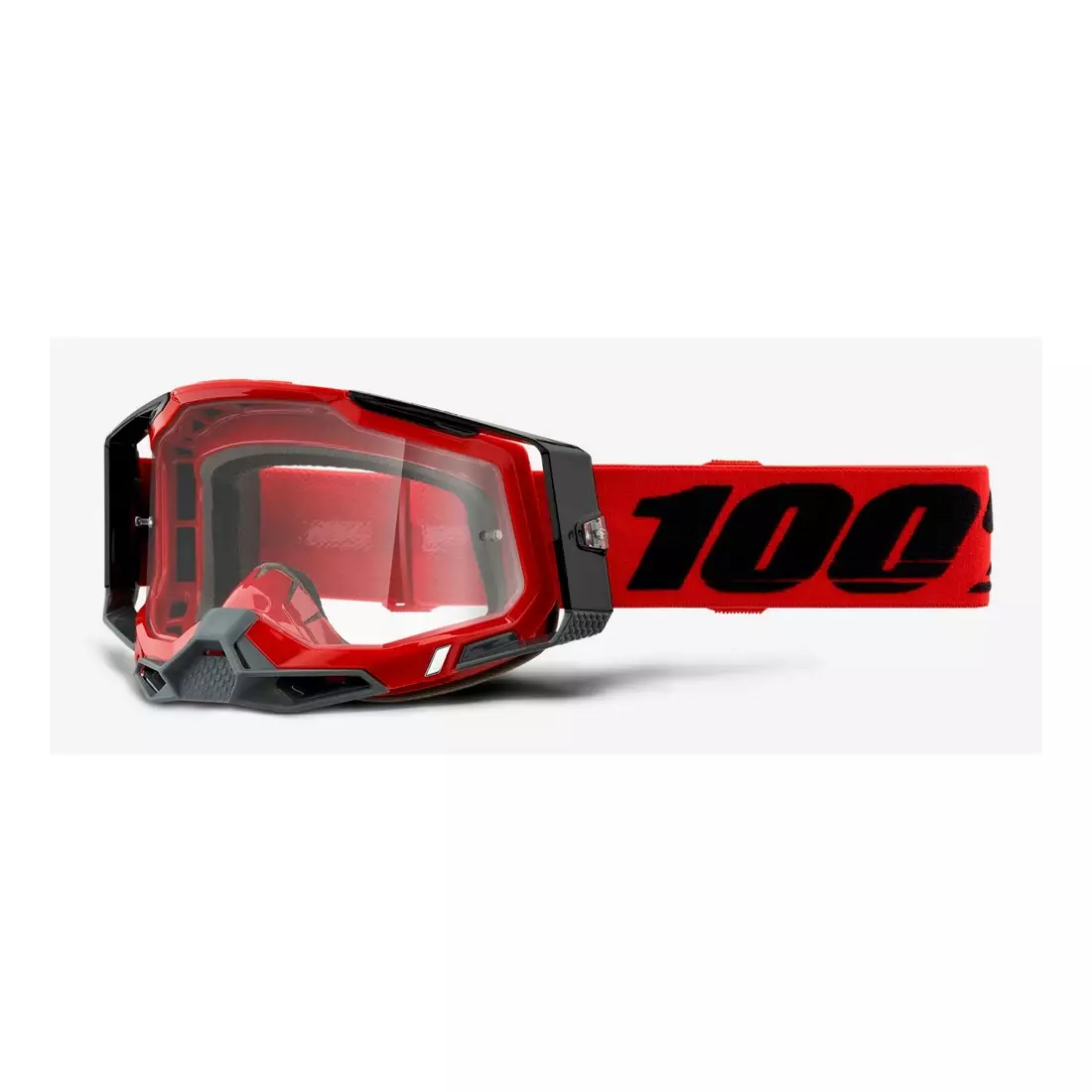 100% Cyklistické okuliare RACECRAFT 2 (číre Anti-Fog sklá, LT 88%-92% + 10 viečok) red STO-50121-101-03