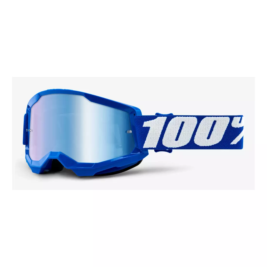 100% Cyklistické okuliare STRATA 2 (modré zrkadlové sklá Anti-Fog, LT 25%+/-5%) blue STO-50421-250-02
