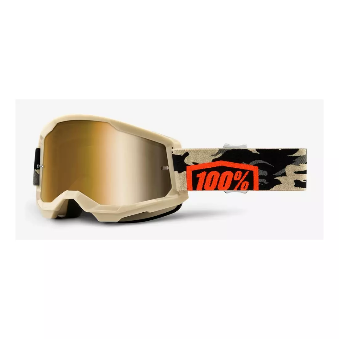 100% Cyklistické okuliare STRATA 2 (zlaté zrkadlové sklo Anti-Fog, LT 28%+/-5%) kombat STO-50421-253-10