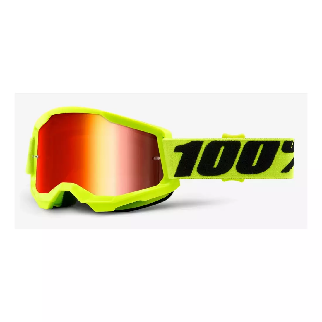 100% Cyklistické okuliare STRATA 2 (zrkadlové červené sklá Anti-Fog, LT 38%+/-5%) fluo yellow STO-50421-251-04