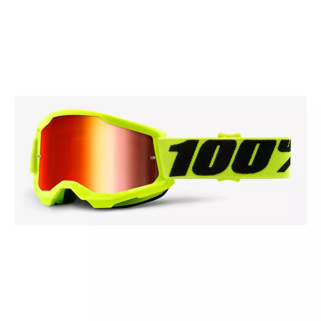 100% Juniorské cyklistické okuliare STRATA 2 JUNIOR (červené sklá proti zahmlievaniu, LT 38%+/-5%) fluo yellow STO-50521-251-04