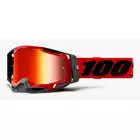 100% cyklistické okuliare RACECRAFT 2 (červené zrkadlové sklá Anti-Fog, LT 38%+/-5% + číre sklá Anti-Fog, LT 88%-92% + 10 viečok) attack red STO-50121-251-03