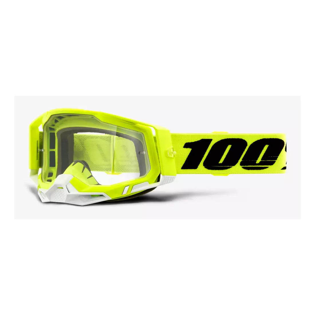 100% cyklistické okuliare RACECRAFT 2 (červené zrkadlové sklá Anti-Fog, LT 38%+/-5% + číre sklá Anti-Fog, LT 88%-92% + 10 viečok) attack yellow STO-50121-251-04
