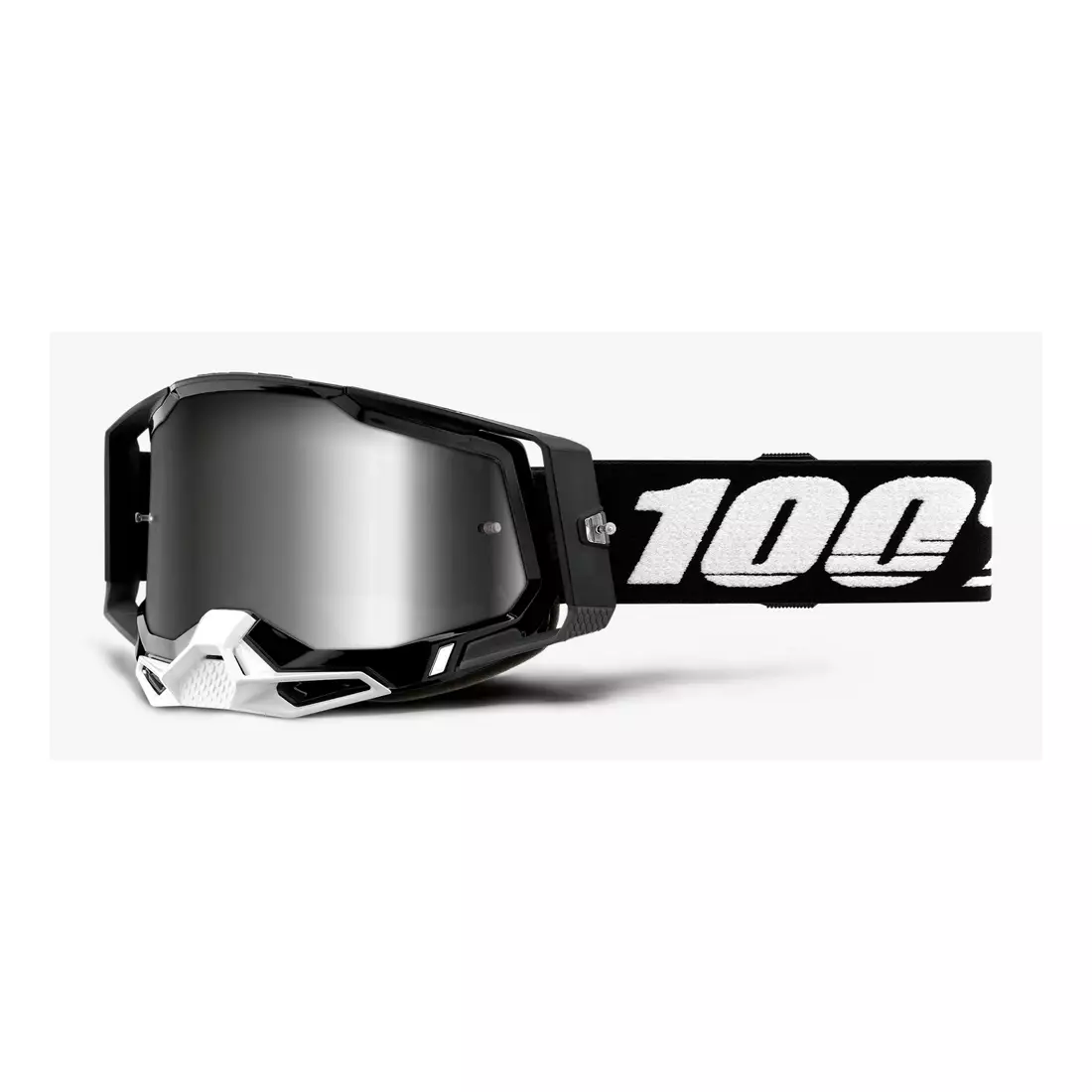 100% cyklistické okuliare RACECRAFT 2 (strieborné zrkadlové sklá Anti-Fog, LT 25%+/-5% + číre sklá Anti-Fog, LT 88%-92% + 10 viečok) black STO-50121-252-01